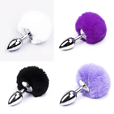 PLUG ANAL EM METAL POMPOM PEQUENO