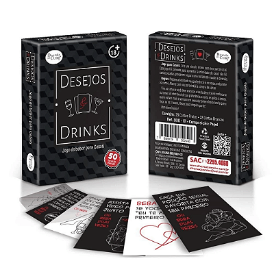 BARALHO DESEJOS E DRINKS JOGO PARA CASAIS 50 CARTAS - DIVERSÃO AO CUBO