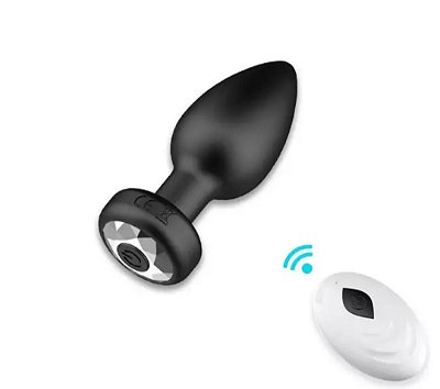 PLUG ANAL DE SILICONE COM VIBRO E CONTROLE REMOTO