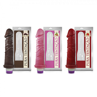 PÊNIS REALÍSTICO AROMÁTICO COM VIBRO 18X4,4CM - PURA TENTAÇÃO - SEXY FANTASY