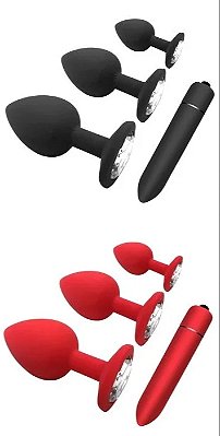 KIT PLUG ANAL EM SILICONE 4 EM 1