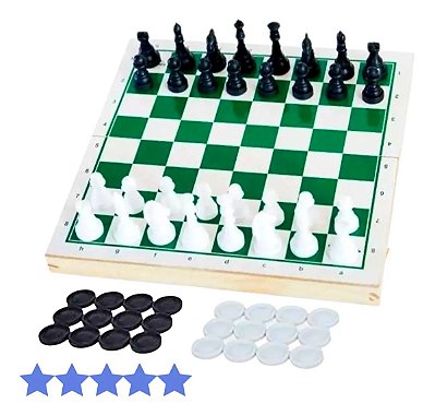 Jogo de Xadrez Madeira 32 pçs Tabuleiro Dobrável Estojo Padrão Escolar  26x26 cm Oficial Raciocínio Lógico - Erafull