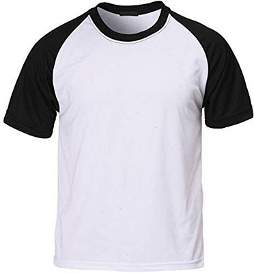10 CAMISA BRANCA COM MANGA RAGLAN PRETA
