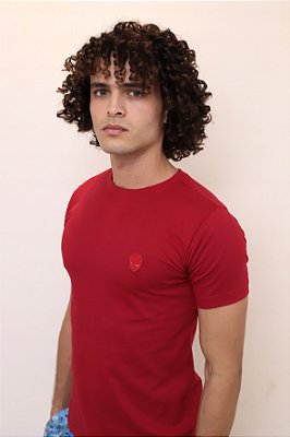 Camiseta básica fit masculina 100% algodão - vermelho