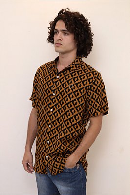 Camisa de botão masculino em viscose - Gliese