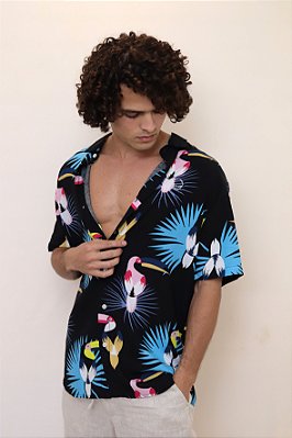 Camisa de botão masculino em viscose - KOI314C