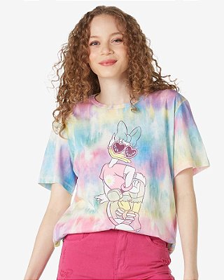 Camiseta Juvenil Manga Curta Margarida Tie Dye