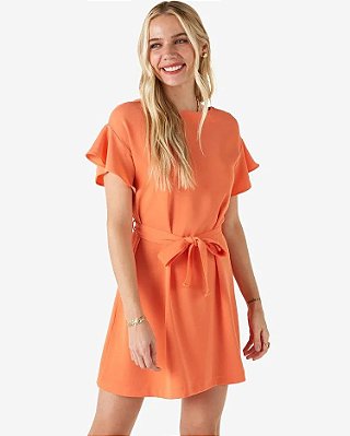 Vestido Curto Feminino Manga Curta Amarração