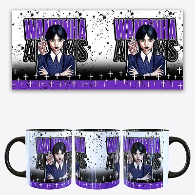 Caneca Alça e Interior Pretos Wandinha Addams