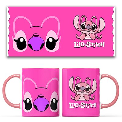 Caneca Branca e Rosa Caras e Bocas Angel