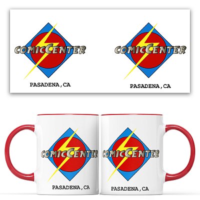 Caneca Branca e Vermelho Comic Center The Big Bang Theory