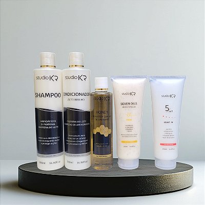 Shampoo + Condicionador + Repositor de Colágeno + Hidratação 7 Oléos + Protetor térmico