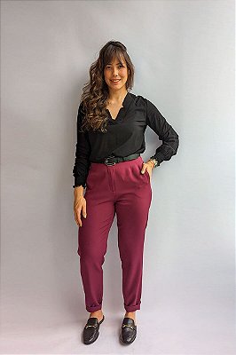 CALCA ALFAIATARIA ELISA CINTURA ALTA BOLSO LATERAL