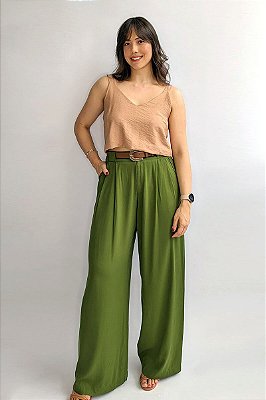 CALÇA PANTALONA ALICE C/ PREGAS E  PASSANTE NO CÓS