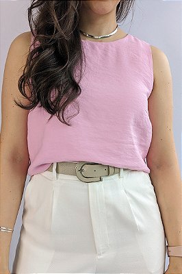BLUSA DUDA SEM MANGA VISCOSE TWILL ROSA
