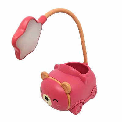 Luminária Infantil Abajur LED USB - Ursinho rosa
