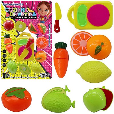 Kit Cozinha Infantil Faca Tabua Fruta Corte Comida Brinquedo