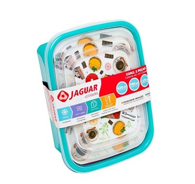 Kit 3 Potes Plástico Cozinha Alimento Sem Bpa colorido- Jaguar
