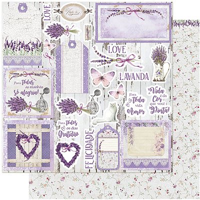 Papel Scrapbook - SD-1118 - Litoarte Lavanda Tags 30,5 x 30,5cm