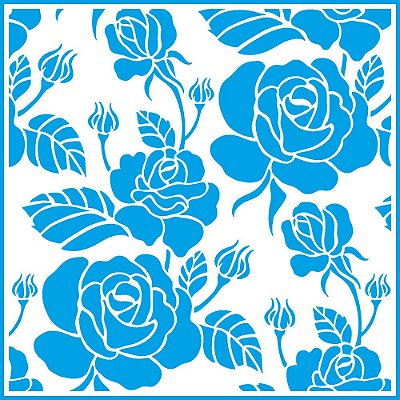 Stencil Litoarte - STXX-041 - Estampa de Rosas - 20x20cm