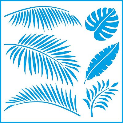 Stencil Litoarte - STXX-133 - Folhas Tropicais - 20x20cm