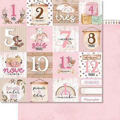 Papel Scrapbook - SD-1209 - Litoarte Coleção BOHO Baby Girl Aniversário