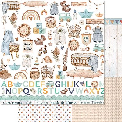 Papel Scrapbook - SD-1214 - Litoarte Coleção BOHO Baby Boy Recortes