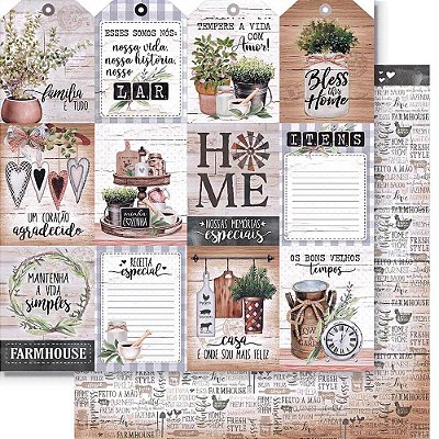 Papel Scrapbook - SD-1227 - Litoarte Coleção Farm House Tags