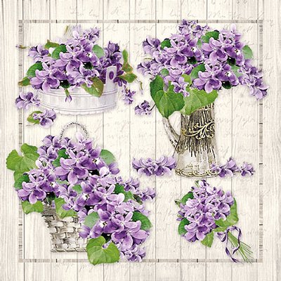 Guardanapo - 13312700 - Purple Bouquets - 33x33cm