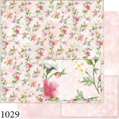 Papel Scrapbook - SD-1029 - Litoarte - Flores e Borboletas