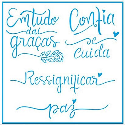 Stencil Litoarte - STXX-189 - Palavras de Agradecimento - 20x20cm
