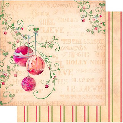 Papel Scrapbook - SDN-014 - Litoarte - Vintage / Bolas - 30,5 x 30,5cm