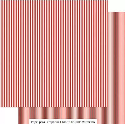 Papel Scrapbook - SD-0193 - Litoarte - Listrado Vermelho - 30,5 x 30,5cm