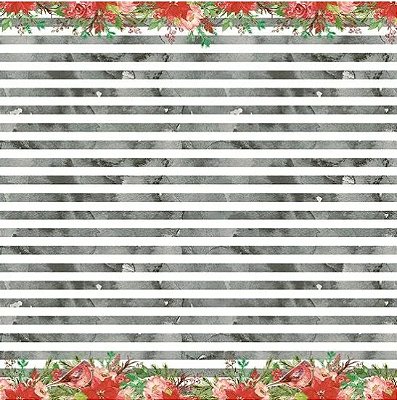 Papel Scrapbook - SDN-145 - Litoarte Natal - Poinsétias e Passarinhos 30,5x30,5cm