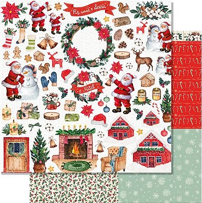 Papel Scrapbook - SDN-149 - Litoarte - Natal - Coleção Noite de Natal Para Recortes