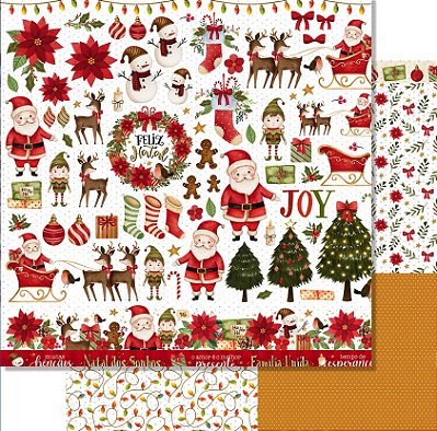 Papel Scrapbook - SDN-153 - Litoarte - Coleção de Natal Feliz Recorte 30,5 x 30,5 cm