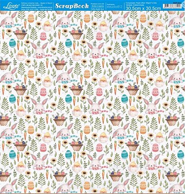 Papel de Scrapbook - SDP-024 - Litoarte – Coleção Feliz Páscoa – Padrão