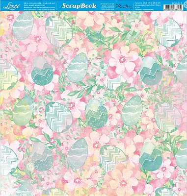 Papel de Scrapbook - SDP-017 - Litoarte – Páscoa – Ovos e Flores