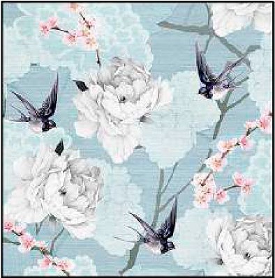 Guardanapo - 13317315 - Oriental Flowers Blue - 33x33cm