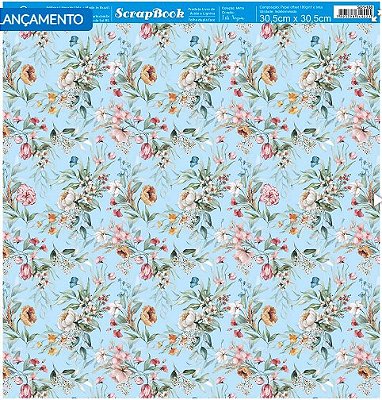 Papel para Scrapbook - SD1-100 - Lili Negrão – Coleção Mimo – Floral