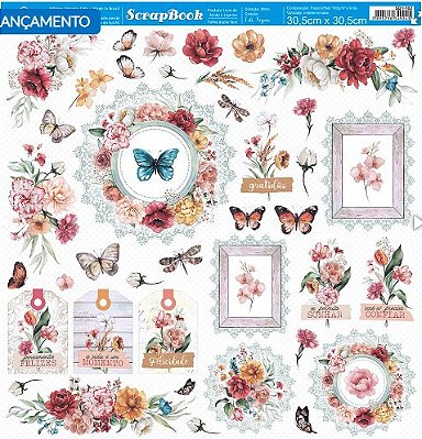 Papel para Scrapbook - SD1-102 - Lili Negrão – Coleção Mimo – Recorte
