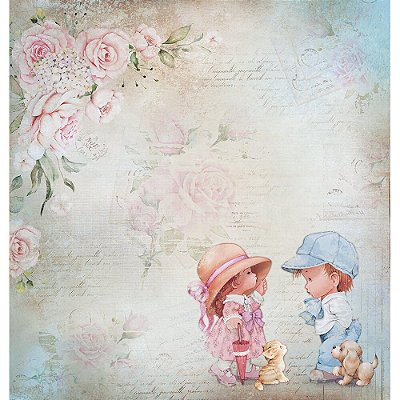 Papel para Scrapbook - SD-1274 - Dupla Face - Coleção Mon Monde Rose Bleu - Tags