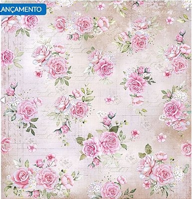 Papel para Scrapbook - SD-1275 - Coleção Mon Monde Rose Bleu - Recorte