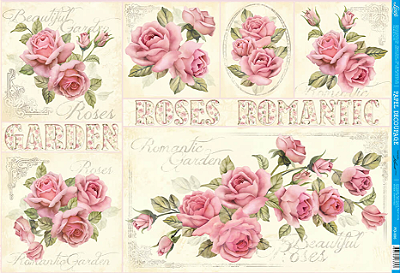 Papel para Decoupage - Rosas Shabby Chic II - 49x34cm - PD-0896