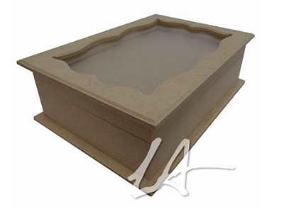 Caixa Biju em MDF Arte Francesa 9x20x30 com vidro R389