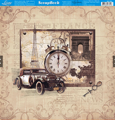 Papel de Scrapbook - SD-0784 - Litoarte – Carro Antigo e Relógio