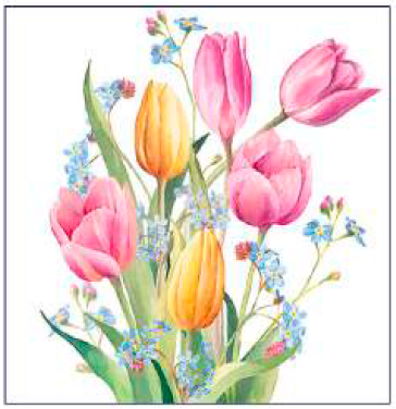 Guardanapo - 13317030 - Tulips Bouquet - 33x33cm