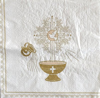 Guardanapo - G3-001 - Christening Motive Gold and Ecru - 33x33cm