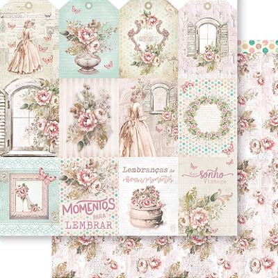 Papel para Scrapbook - SD-1297- Meu sonho Vintage - Tags