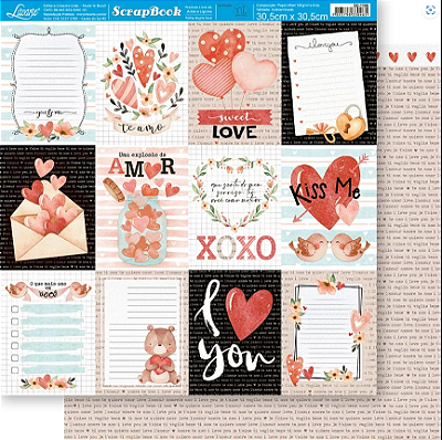 Papel de Scrapbook - SD-1186 - Litoarte – Coleção Amor Aquarela